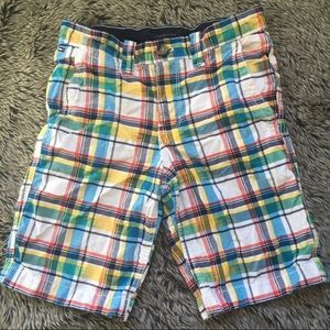 TOMMY HILFIGER boy’s white green blue checkered shorts size 12